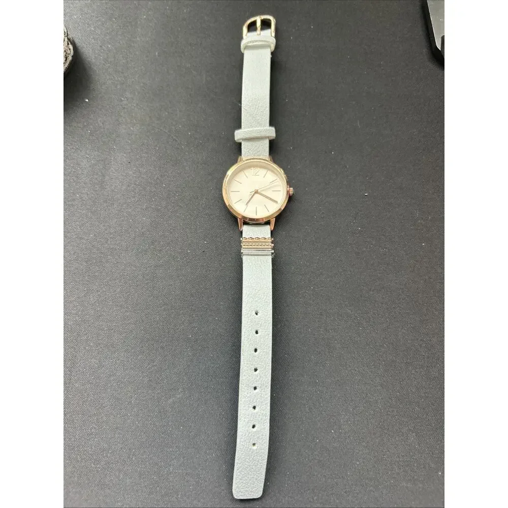 Rose Gold Tone Case Baby Blue Band Women’s Quartz Watch
